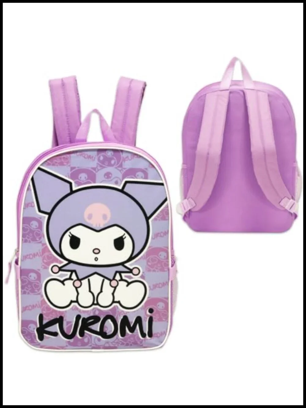 Kuromi Backpack & Lunch Bag Set with Water Bottle, Stickers for Kids